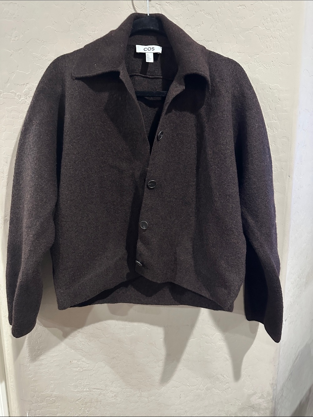 COS women’s Dark Chocolate Wool Pea Coat
